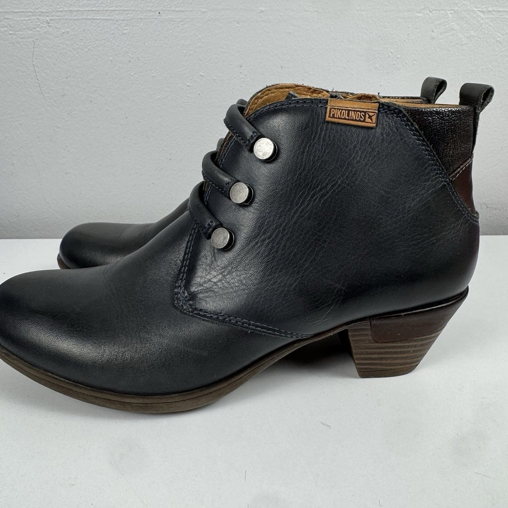 Womens Pikolinos Leather Ankle Boots Low Heel Zip Comfort Euro 38 - Picture 3 of 16